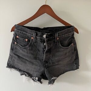Levi’s faded black cutoff shorts